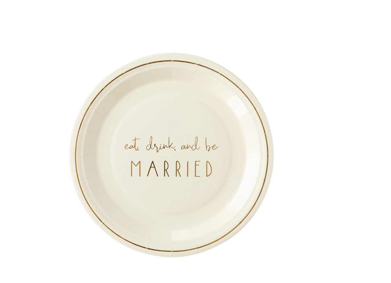 Bridal Shower Plates - Eat, Drink & Be Married with Gold Foil Accents